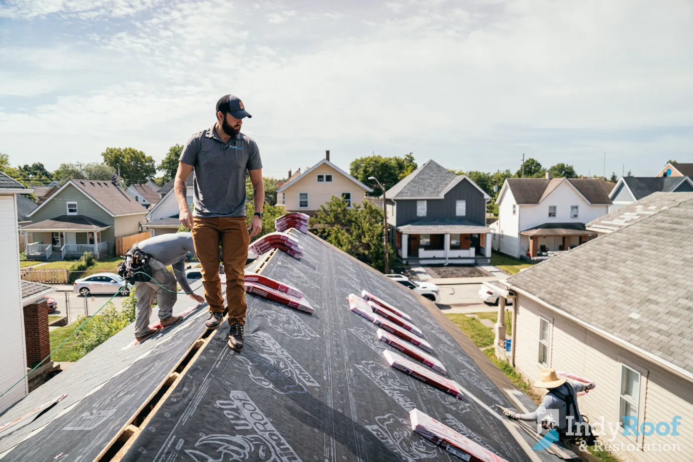 Tarping and dry-in on a Waldron commercial roof